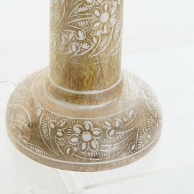 Candelabro DKD Home Decor Bianco Marrone Metallo Plastica Legno di mango Floreale Indiano 12,5 x 12,5 x 31 cm
