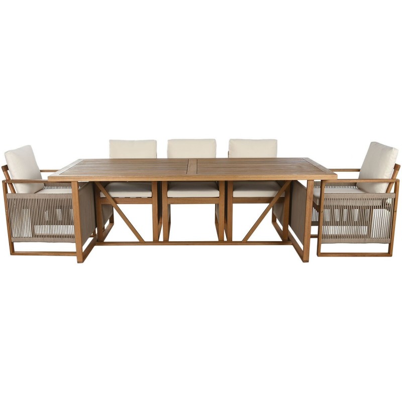 Tavolo con sedie Home ESPRIT Marrone Corda Legno di eucalipto 230 x 100 x 75 cm