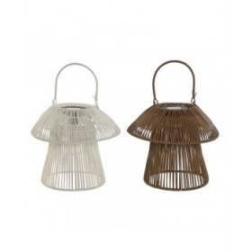 Lampada ad energia solare Home ESPRIT Bianco Marrone 31 x 31 x 30 cm (2 Unità)
