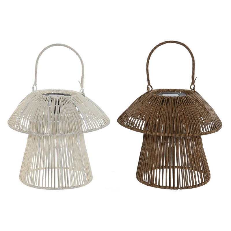 Lampada ad energia solare Home ESPRIT Bianco Marrone 31 x 31 x 30 cm (2 Unità)