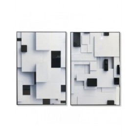 Quadro Home ESPRIT Bianco Nero Astratto Moderno 80 x 3,5 x 120 cm (2 Unità)