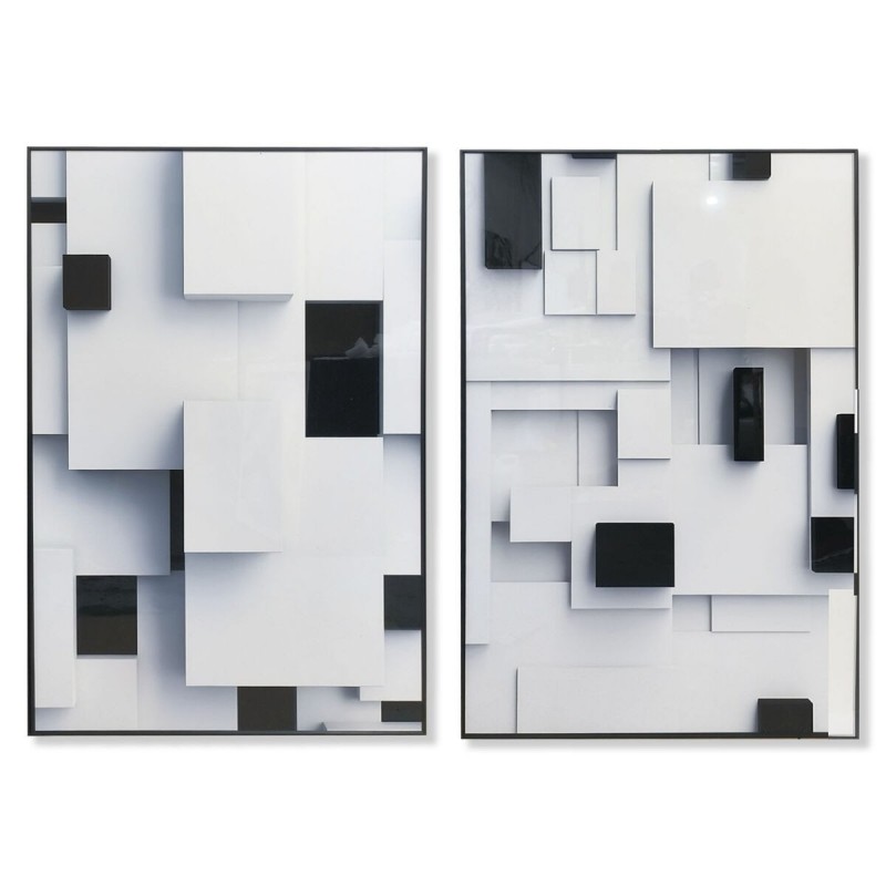 Quadro Home ESPRIT Bianco Nero Astratto Moderno 80 x 3,5 x 120 cm (2 Unità)
