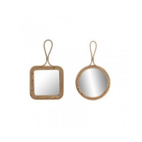Specchio da parete Home ESPRIT Naturale 24 x 2,5 x 40 cm (2 Unità)