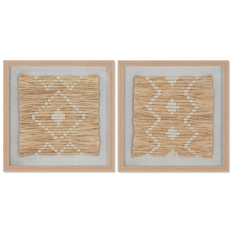 Quadro Home ESPRIT Bianco Naturale Scandinavo 40 x 3 x 40 cm (2 Unità)