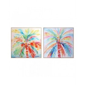 Quadro Home ESPRIT Palme Tropicale 80 x 3,5 x 80 cm (2 Unità)