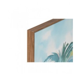 Quadro Home ESPRIT Azzurro Rosso Verde Blu cielo Palme Tropicale 80 x 3,5 x 80 cm (2 Unità)