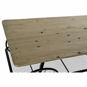 Tavolo aggiuntivo DKD Home Decor Nero Rame Naturale PVC Metallo Abete 112 x 54 x 52 cm