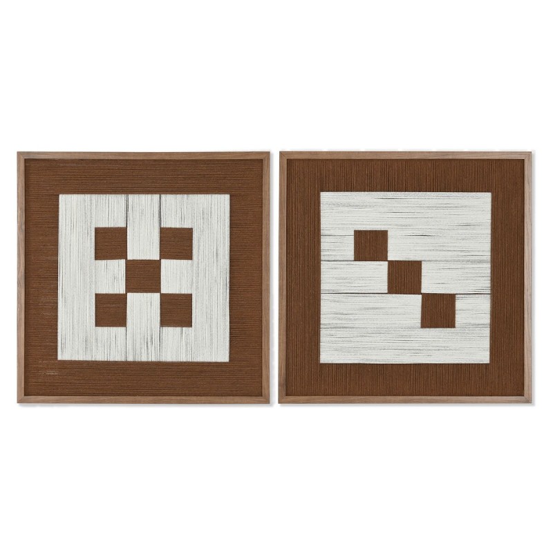 Quadro Home ESPRIT Bianco Marrone Beige Moderno Città 50 x 3 x 50 cm (2 Unità)