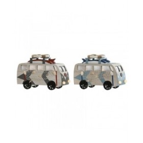 Statua Decorativa Home ESPRIT Azzurro Bianco Terracotta 22 x 7 x 14 cm (2 Unità)