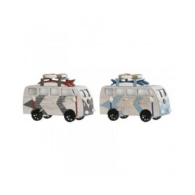 Statua Decorativa Home ESPRIT Azzurro Bianco Terracotta 22 x 7 x 14 cm (2 Unità)