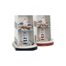 Statua Decorativa Home ESPRIT Azzurro Rosso Faro 14 x 16 x 52 cm (2 Unità)
