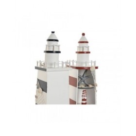 Statua Decorativa Home ESPRIT Azzurro Rosso Faro 14 x 16 x 52 cm (2 Unità)
