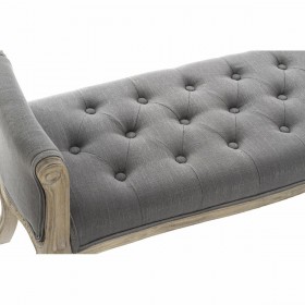 Panca DKD Home Decor   Naturale Grigio scuro Legno d'albero della gomma Tela 109 x 44,5 x 60 cm