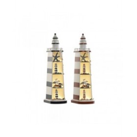 Statua Decorativa Home ESPRIT Azzurro Rosso Faro 14 x 16 x 52 cm (2 Unità)