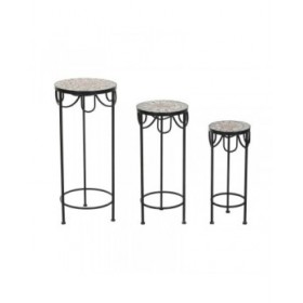 Set di 3 tavoli Home ESPRIT Nero 30 x 30 x 69 cm (3 Pezzi)