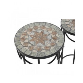 Set di 3 tavoli Home ESPRIT Nero 30 x 30 x 69 cm (3 Pezzi)