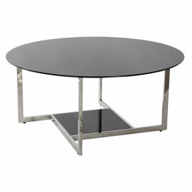 Tavolino da Caffè DKD Home Decor Nero Argentato Cristallo Acciaio Plastica 100 x 100 x 45 cm