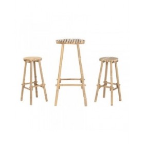 Tavolo con 2 sedie Home ESPRIT Bambù 50 x 50 x 105 cm