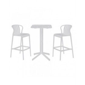 Tavolo con 2 sedie Home ESPRIT Bianco Metallo polipropilene 60 x 60 x 102 cm
