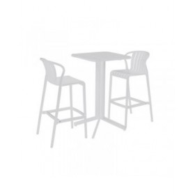 Tavolo con 2 sedie Home ESPRIT Bianco Metallo polipropilene 60 x 60 x 102 cm