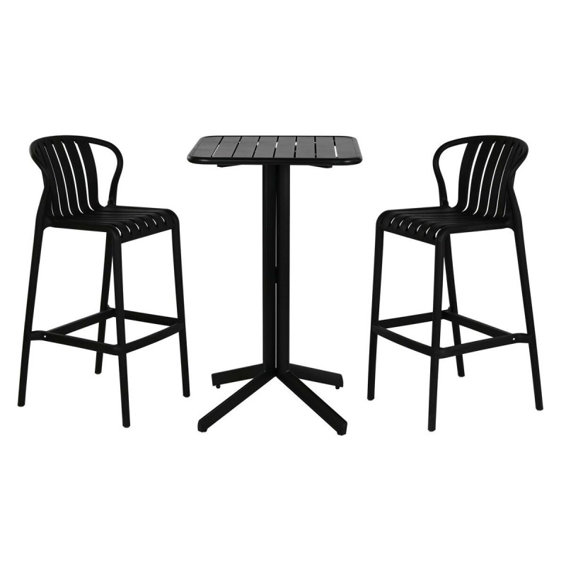 Tavolo con 2 sedie Home ESPRIT Nero Metallo polipropilene 60 x 60 x 102 cm