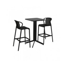 Tavolo con 2 sedie Home ESPRIT Nero Metallo polipropilene 60 x 60 x 102 cm