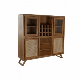 Stand Espositore DKD Home Decor Vetro Marrone Rattan Acacia (160 x 41 x 153 cm)