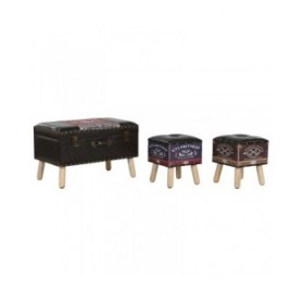 Set di Bauli Home ESPRIT Marrone Multicolore Poliuretano Legno Vintage 70 x 40 x 45 cm (3 Unità)