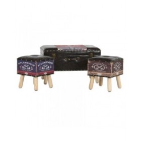 Set di Bauli Home ESPRIT Marrone Multicolore Poliuretano Legno Vintage 70 x 40 x 45 cm (3 Unità)