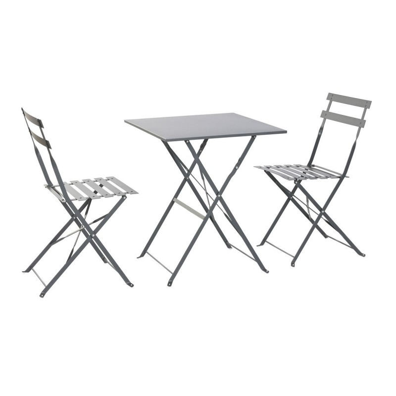 Tavolo con 2 sedie Home ESPRIT Grigio 60 x 60 x 71 cm