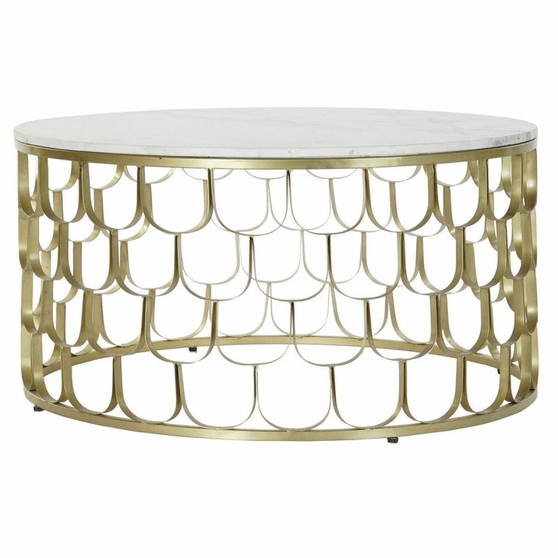 Tavolo aggiuntivo DKD Home Decor 81 x 81 x 42 cm Dorato Bianco Plastica Marmo Ferro