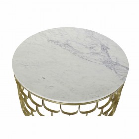 Tavolo aggiuntivo DKD Home Decor 81 x 81 x 42 cm Dorato Bianco Plastica Marmo Ferro