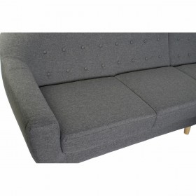 Divano a 3 Piazze DKD Home Decor 8424001799442 Grigio Multicolore Naturale Legno Legno d'albero della gomma Scandi 230 x 144 x 8