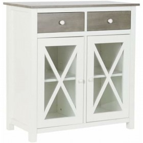 Cassettiera DKD Home Decor Bianco Grigio Cristallo Pioppo Cottage 80 x 40 x 85 cm