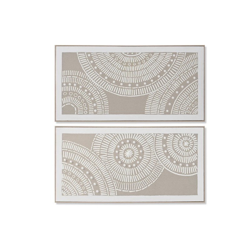 Quadro Home ESPRIT Bianco Beige Cerchi Città 122 x 4,5 x 62 cm (2 Unità)