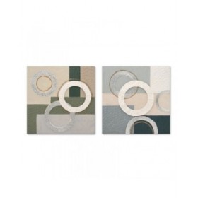 Quadro Home ESPRIT Azzurro Verde Astratto Città 80 x 3 x 80 cm (2 Unità)