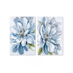 Quadro Home ESPRIT Azzurro Fiore Tradizionale 60 x 3 x 90 cm (2 Unità)