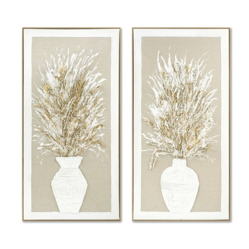 Quadro Home ESPRIT Bianco Beige Vaso Tradizionale 62 x 4,5 x 122 cm (2 Unità)