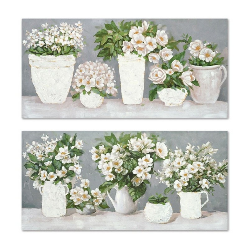 Quadro Home ESPRIT Bianco Grigio Romantico 140 x 3 x 70 cm (2 Unità)