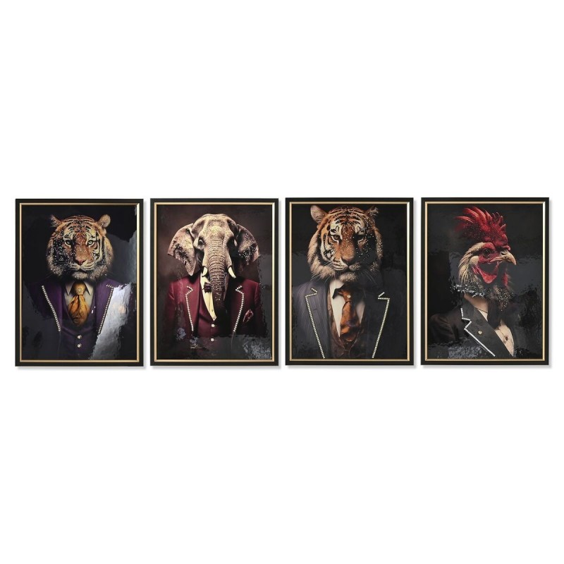Quadro Home ESPRIT Nero Animale Loft Laccato 64 x 4,5 x 84 cm (4 Unità)