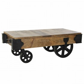 Tavolo aggiuntivo DKD Home Decor Nero Marrone scuro Metallo Plastica Legno di mango 120 x 56 x 41 cm