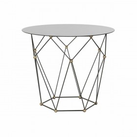 Tavolo aggiuntivo DKD Home Decor 8424001820351 Cristallo Nero Dorato Metallo (70 x 70 x 60 cm)