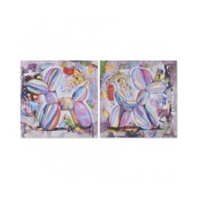 Quadro Home ESPRIT Moderno Cane 80 x 3 x 80 cm (2 Unità)