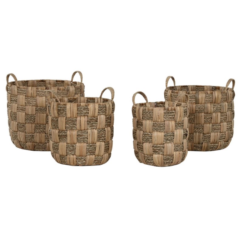 Set di Cestini Home ESPRIT Naturale Metallo Giacinto d'acqua Boho (4 Pezzi)