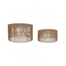 Set di 2 tavoli Home ESPRIT Naturale 70 x 70 x 40 cm