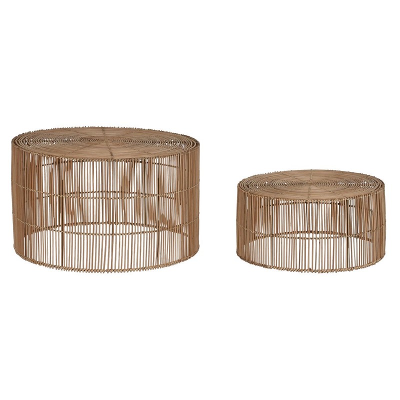 Set di 2 tavoli Home ESPRIT Naturale 70 x 70 x 40 cm
