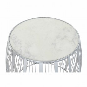 Tavolo aggiuntivo DKD Home Decor Bianco Marmo Ferro Argentato (46 x 46 x 41 cm)