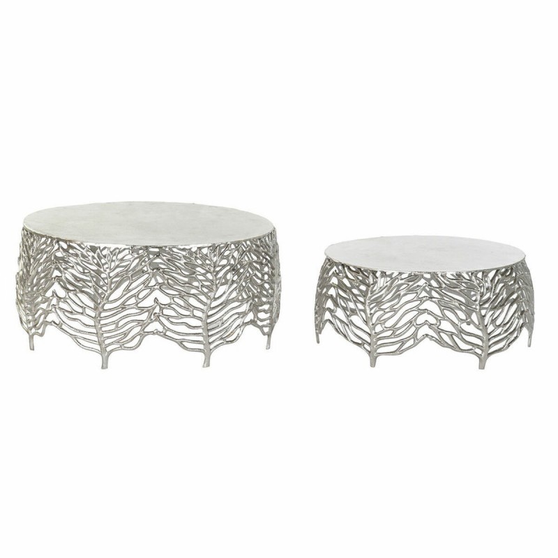 Tavolo aggiuntivo DKD Home Decor Alluminio (2 pcs) (52 x 52 x 25 cm) (63.5 x 63.5 x 30.5 cm)