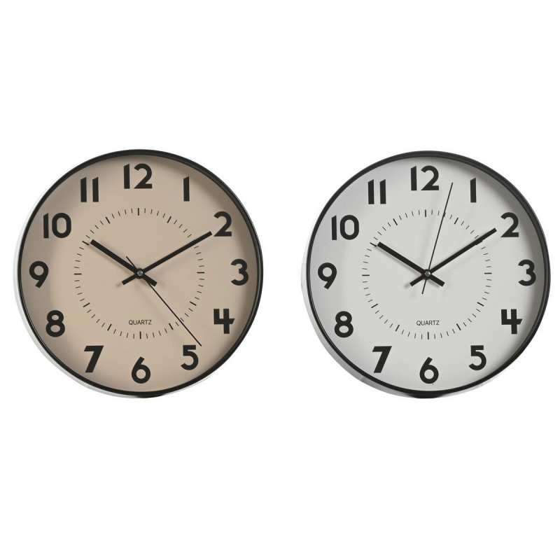 Orologio da Parete Home ESPRIT Bianco Beige PVC 30 x 4 x 30 cm (2 Unità)