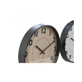 Orologio da Parete Home ESPRIT Bianco Beige PVC 30 x 4 x 30 cm (2 Unità)
